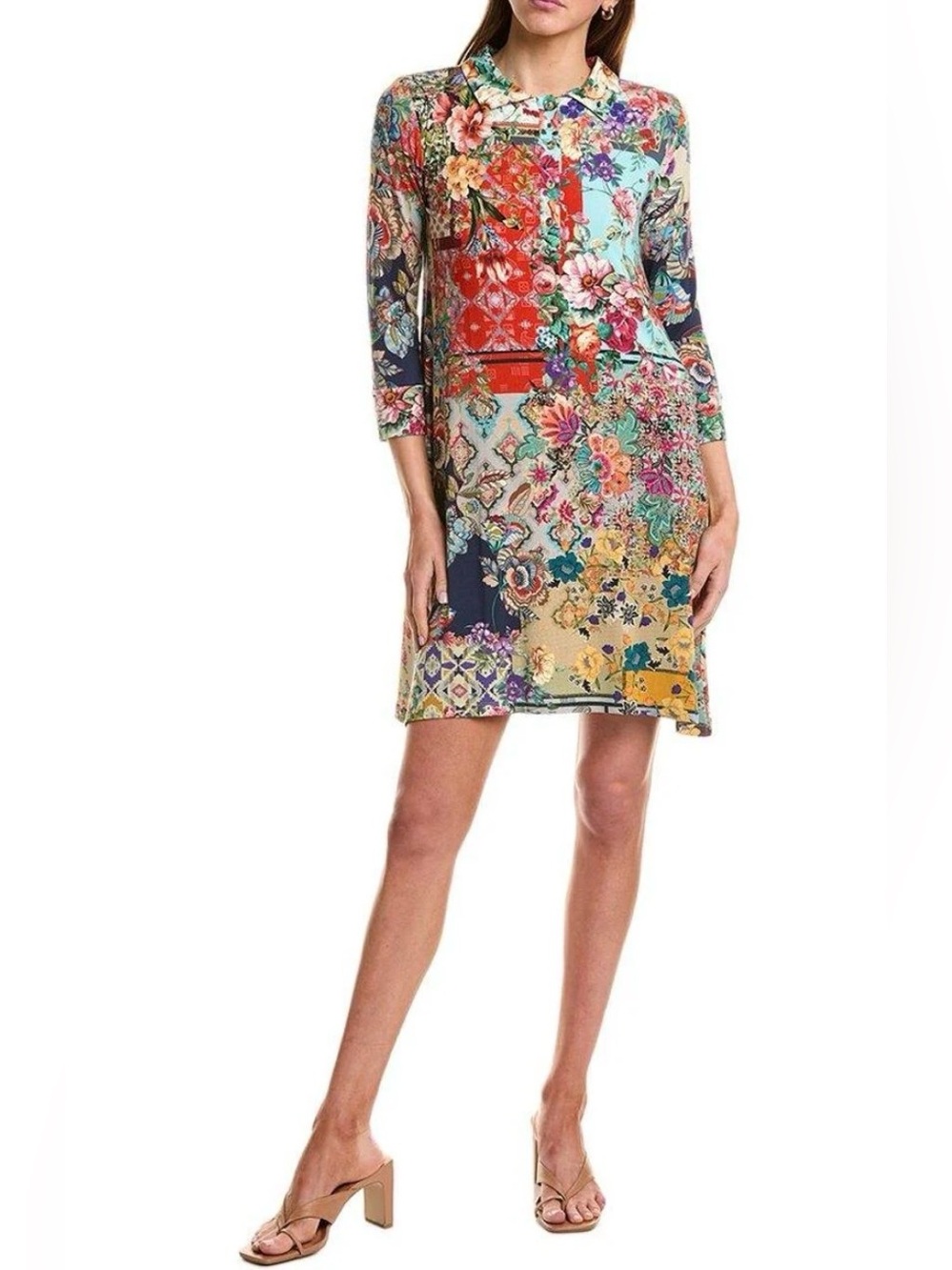 Johnny Was Floral Mini Dress Longsleeve Size S